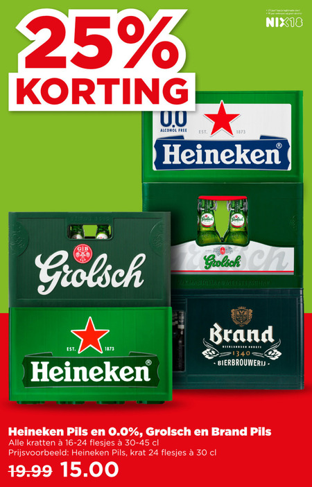 Heineken   krat bier folder aanbieding bij  Plus - details
