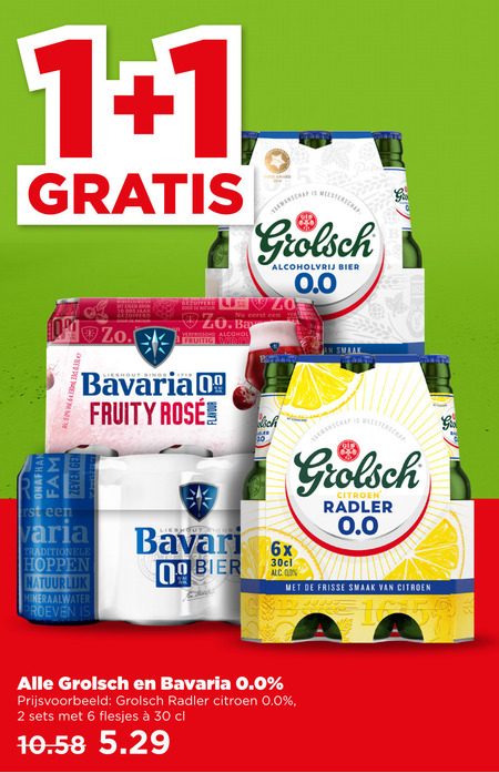 bavaria grolsch alcoholvrij bier 1 2 6 10 30 1615 fam zeven 0.0 6x 330ml mineraalwater jaar gezuiverd natuur gold award eerst verfrissend alcohol fruitig lieshout fruity rosee ge varia traditionele hoppen natuurlijk meesterschap citroen radler frisse folder aanbieding bij Plus Bavaria alcoholvrij bier folder aanbieding bij Plus - details