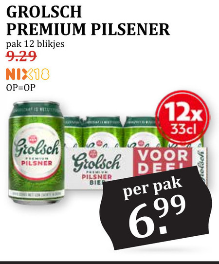 Grolsch   blikje bier folder aanbieding bij  MCD&nbsp;Supermarkt&nbsp;Basis - details