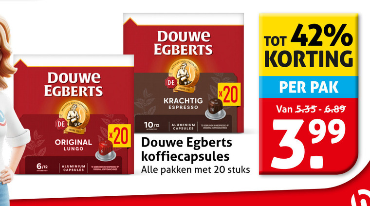 Douwe Egberts   koffiecups folder aanbieding bij  Hoogvliet - details