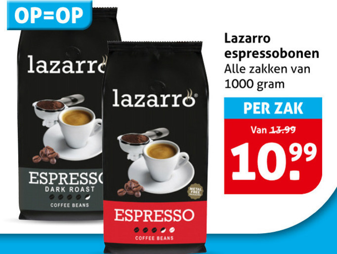 Lazarro   koffiebonen folder aanbieding bij  Hoogvliet - details