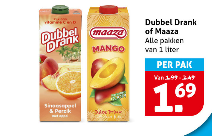 Dubbeldrank   fruitdrank folder aanbieding bij  Hoogvliet - details