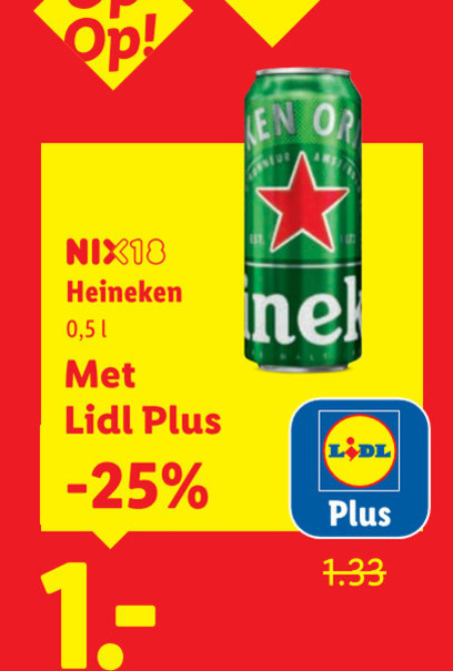 Heineken   blikje bier folder aanbieding bij  Lidl - details