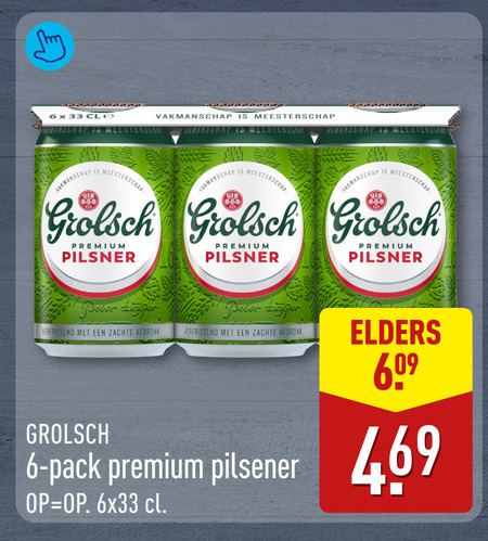 Grolsch   blikje bier folder aanbieding bij  Aldi - details