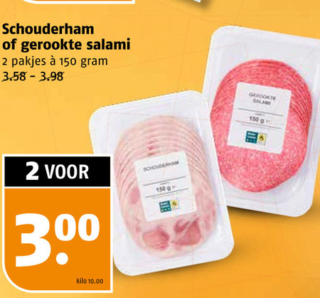 schouderham salami 2 150 300 gerookte kilo folder aanbieding bij Poiesz