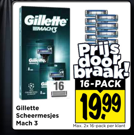 Gillette   scheermesjes folder aanbieding bij  Vomar - details
