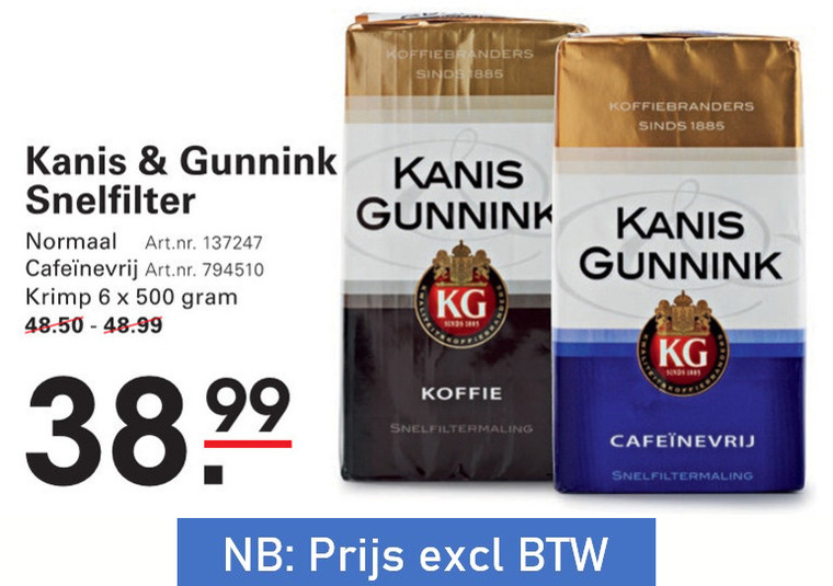 Kanis en Gunnink   koffie folder aanbieding bij  Sligro - details