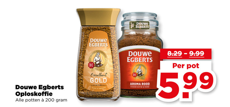 Douwe Egberts   oploskoffie folder aanbieding bij  Plus - details