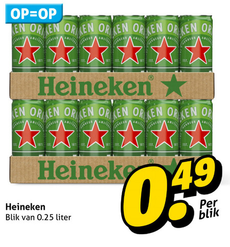 Heineken   blikje bier folder aanbieding bij  Hoogvliet - details