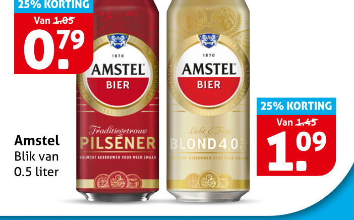 Amstel   blikje bier folder aanbieding bij  Hoogvliet - details