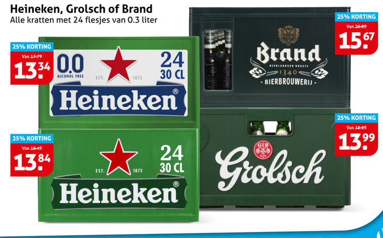 Heineken   krat bier folder aanbieding bij  Hoogvliet - details