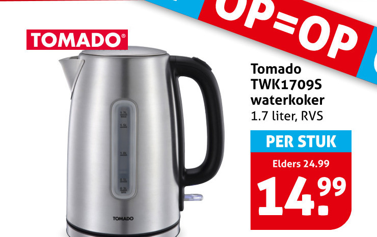 Tomado   waterkoker folder aanbieding bij  Hoogvliet - details