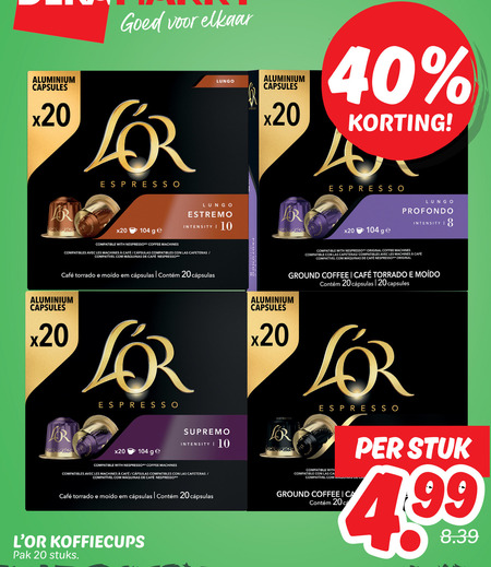 Douwe Egberts L Or   koffiecups folder aanbieding bij  Dekamarkt - details