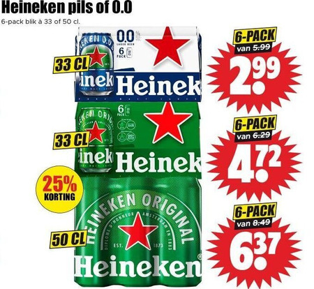 Heineken 0.0   blikje bier folder aanbieding bij  Dirk - details