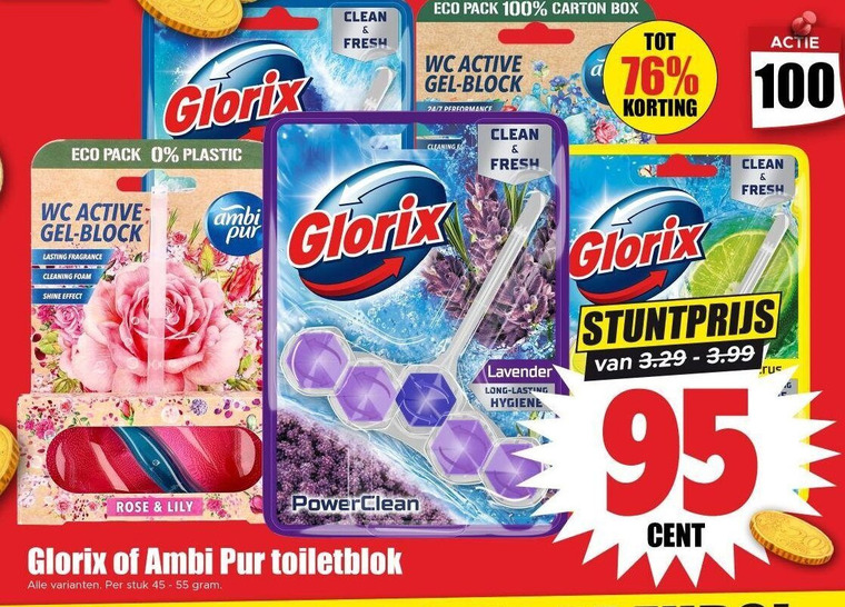Glorix   toiletblok folder aanbieding bij  Dirk - details