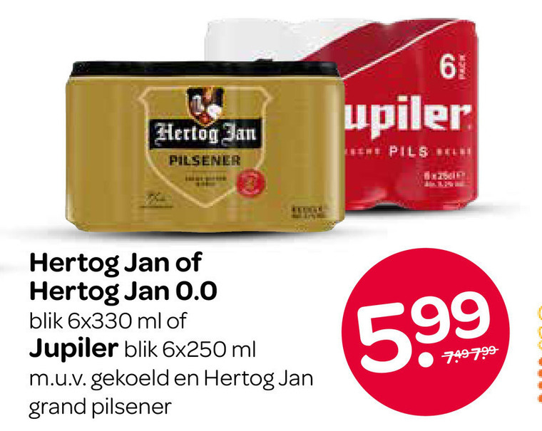 Jupiler   alcoholvrij bier, blikje bier folder aanbieding bij  Spar - details
