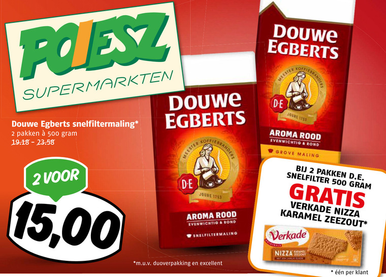 Douwe Egberts   koffie folder aanbieding bij  Poiesz - details