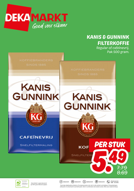 Kanis en Gunnink   koffie folder aanbieding bij  Dekamarkt - details