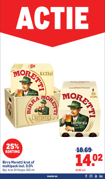 Birra Moretti   krat bier folder aanbieding bij  Makro - details