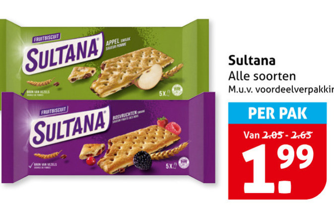 Sultana   fruitbiscuit folder aanbieding bij  Hoogvliet - details