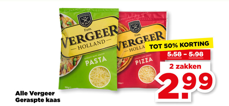 Vergeer   geraspte kaas folder aanbieding bij  Plus - details