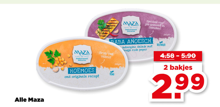 Maza   houmous folder aanbieding bij  Plus - details