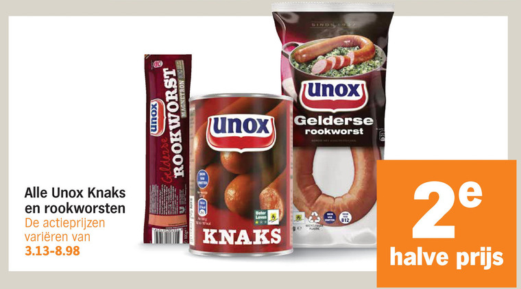 Unox   knakworst, rookworst folder aanbieding bij  Albert&nbsp;Heijn - details