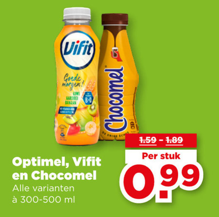 Optimel   chocolademelk, drinkyoghurt folder aanbieding bij  Plus - details