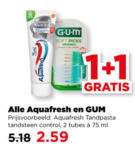 Aquafresh   tandpasta, tandenstokers folder aanbieding bij  Plus - details
