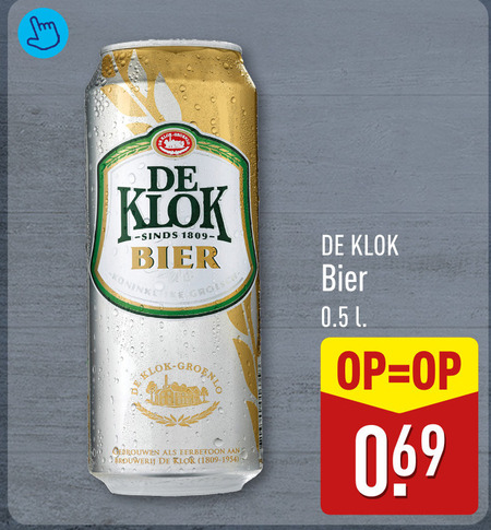 Klok   blikje bier folder aanbieding bij  Aldi - details