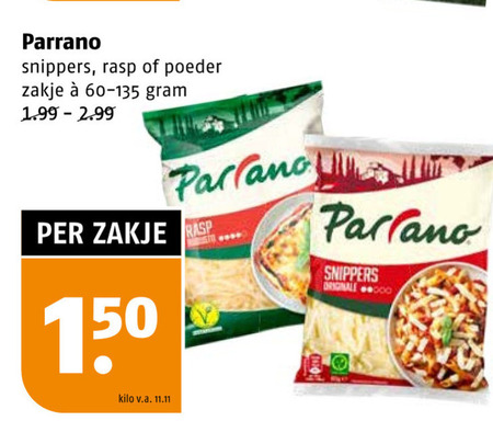 Parrano   geraspte kaas folder aanbieding bij  Poiesz - details