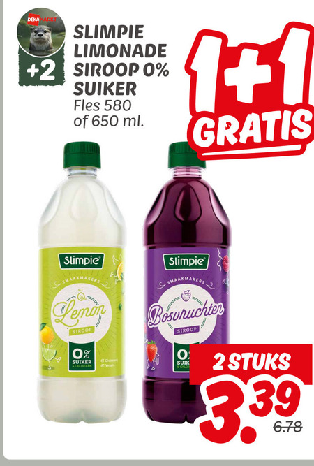 Slimpie   limonadesiroop folder aanbieding bij  Dekamarkt - details