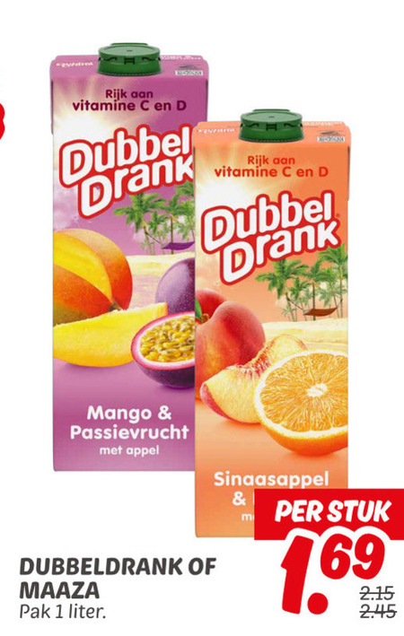 Dubbeldrank   fruitdrank folder aanbieding bij  Dekamarkt - details