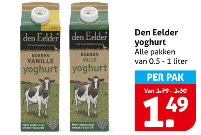 Den Eelder   yoghurt folder aanbieding bij  Hoogvliet - details