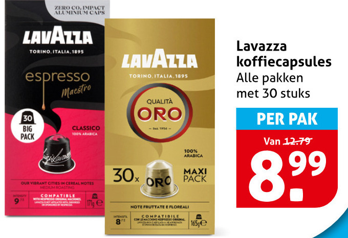 Lavazza   koffiecups folder aanbieding bij  Hoogvliet - details