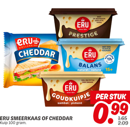 Eru   smeerkaas, cheddar folder aanbieding bij  Dekamarkt - details