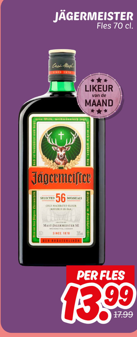 Jagermeister   kruidenbitter folder aanbieding bij  Dekamarkt - details