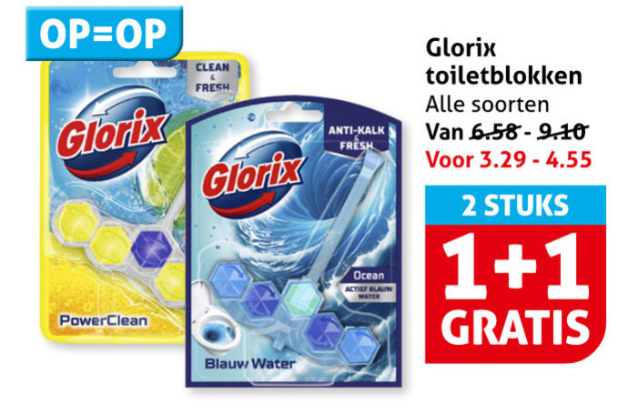 Glorix   toiletblok folder aanbieding bij  Hoogvliet - details