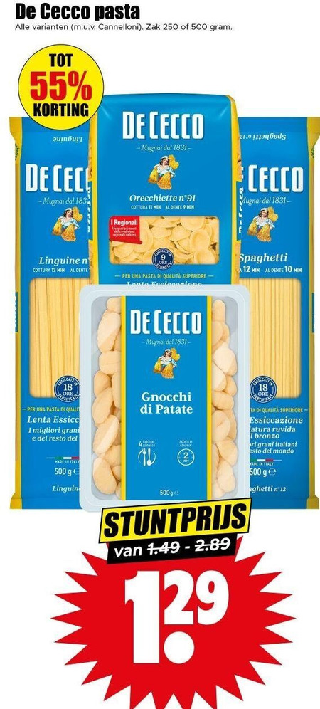 De Cecco   pasta folder aanbieding bij  Dirk - details