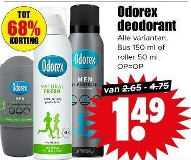 Odorex   deodorant folder aanbieding bij  Dirk - details