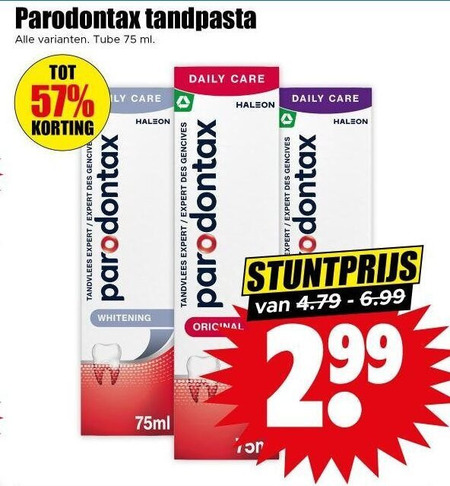 Paradontax   tandpasta folder aanbieding bij  Dirk - details