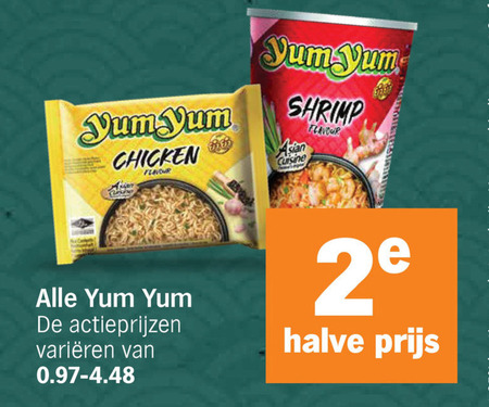 yum noodles chicken flavour shrimp elastan cuisine varieeren 2 halve folder aanbieding bij Albert Heijn Yum Yum noodles folder aanbieding bij Albert Heijn - details