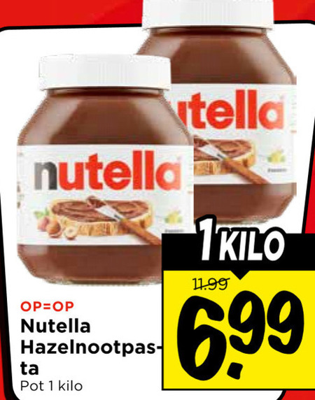 Nutella   hazelnootpasta folder aanbieding bij  Vomar - details