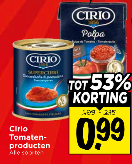 Cirio   tomatenblokjes folder aanbieding bij  Vomar - details