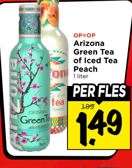 arizona ice tea 1 original le green iced peach liter fles folder aanbieding bij Vomar Arizona ice tea folder aanbieding bij Vomar - details