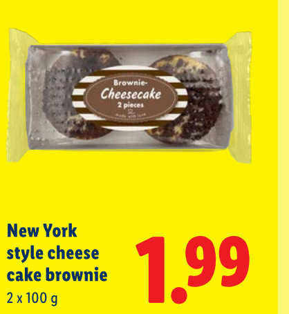 cake 2 100 brownie cheesecake pieces new york style cheese folder aanbieding bij Lidl