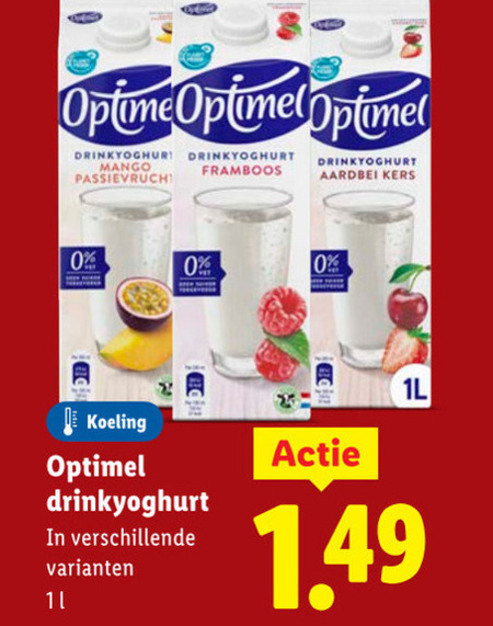Optimel   drinkyoghurt folder aanbieding bij  Lidl - details
