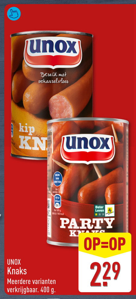 Unox   knakworst folder aanbieding bij  Aldi - details