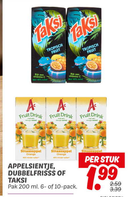 Dubbelfrisss   fruitdrank folder aanbieding bij  Dekamarkt - details