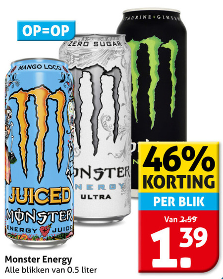 Monster   energiedrank folder aanbieding bij  Hoogvliet - details